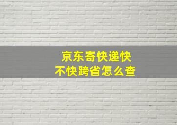 京东寄快递快不快跨省怎么查