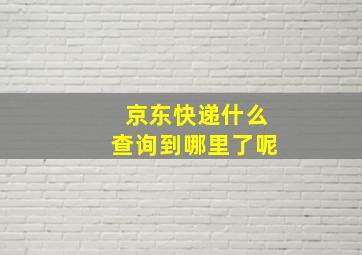 京东快递什么查询到哪里了呢