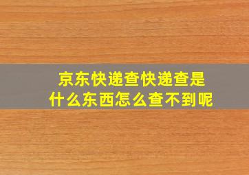 京东快递查快递查是什么东西怎么查不到呢