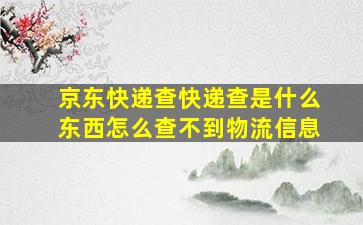 京东快递查快递查是什么东西怎么查不到物流信息