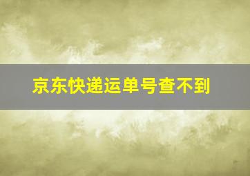 京东快递运单号查不到