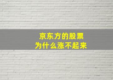 京东方的股票为什么涨不起来