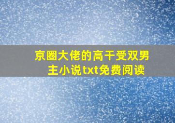 京圈大佬的高干受双男主小说txt免费阅读