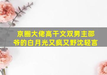 京圈大佬高干文双男主邵爷的白月光又疯又野沈轻言