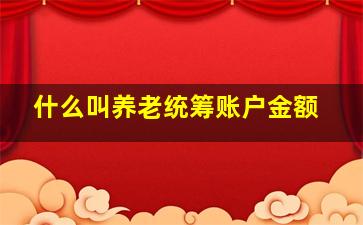 什么叫养老统筹账户金额