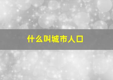 什么叫城市人口