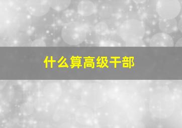 什么算高级干部