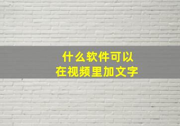 什么软件可以在视频里加文字