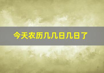 今天农历几几日几日了