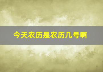 今天农历是农历几号啊