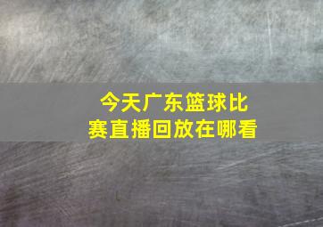 今天广东篮球比赛直播回放在哪看