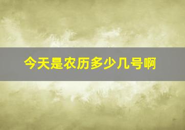 今天是农历多少几号啊