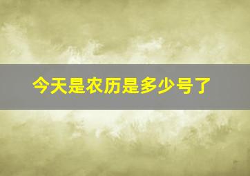 今天是农历是多少号了