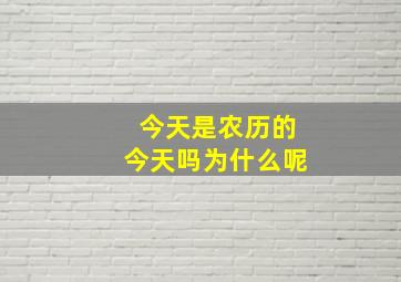 今天是农历的今天吗为什么呢