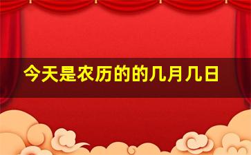 今天是农历的的几月几日