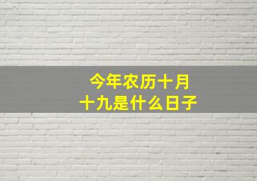 今年农历十月十九是什么日子