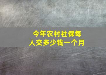 今年农村社保每人交多少钱一个月