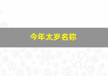 今年太岁名称