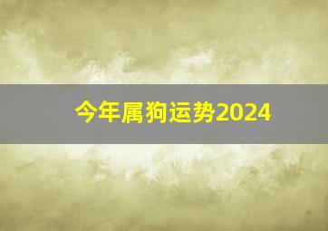 今年属狗运势2024