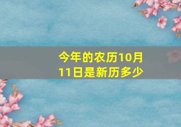 今年的农历10月11日是新历多少