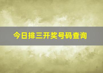 今日排三开奖号码查询