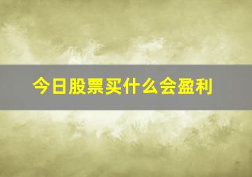 今日股票买什么会盈利