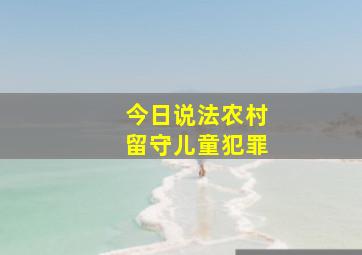 今日说法农村留守儿童犯罪