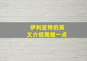 伊利亚特的英文介绍简短一点