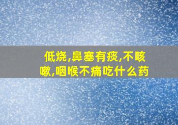 低烧,鼻塞有痰,不咳嗽,咽喉不痛吃什么药