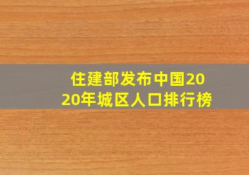 住建部发布中国2020年城区人口排行榜