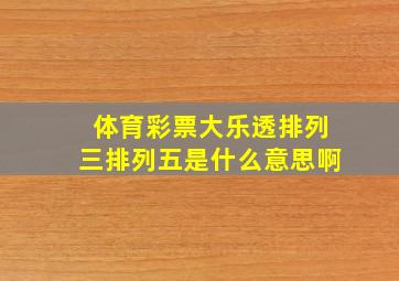 体育彩票大乐透排列三排列五是什么意思啊