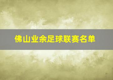 佛山业余足球联赛名单