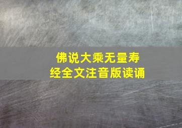 佛说大乘无量寿经全文注音版读诵