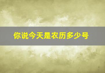 你说今天是农历多少号