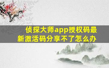 侦探大师app授权码最新激活码分享不了怎么办