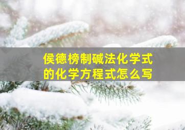 侯德榜制碱法化学式的化学方程式怎么写