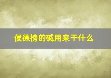 侯德榜的碱用来干什么