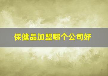 保健品加盟哪个公司好