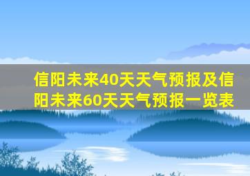 信阳未来40天天气预报及信阳未来60天天气预报一览表