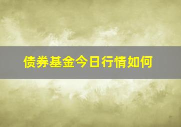 债券基金今日行情如何