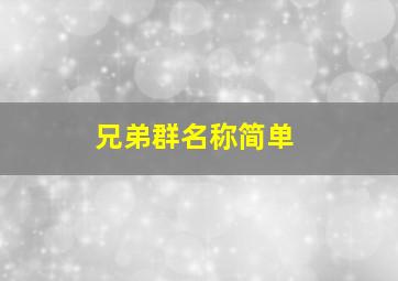 兄弟群名称简单