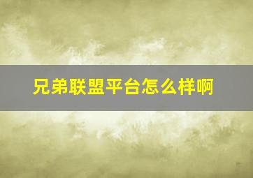 兄弟联盟平台怎么样啊