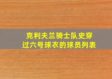 克利夫兰骑士队史穿过六号球衣的球员列表