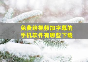 免费给视频加字幕的手机软件有哪些下载