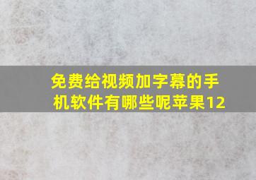 免费给视频加字幕的手机软件有哪些呢苹果12