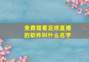 免费观看足球直播的软件叫什么名字