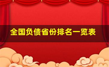 全国负债省份排名一览表