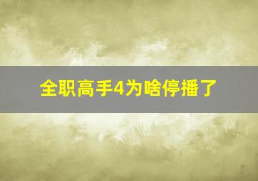 全职高手4为啥停播了