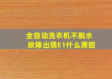 全自动洗衣机不脱水故障出现E1什么原因