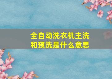 全自动洗衣机主洗和预洗是什么意思